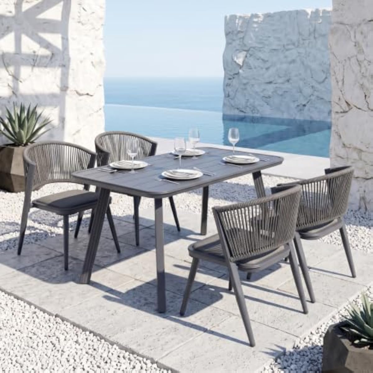 Outdoor Furniture Plus - Modern aluminium tuinmeubelset bestaande uit vijf