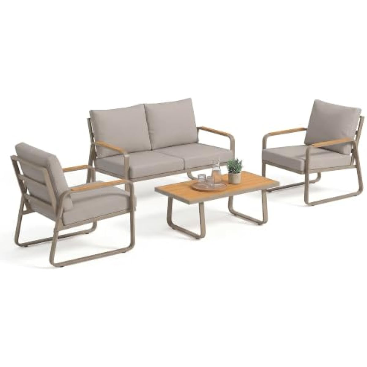 Outdoor Furniture Plus - 4-delige loungeset voor buiten, bestaande uit