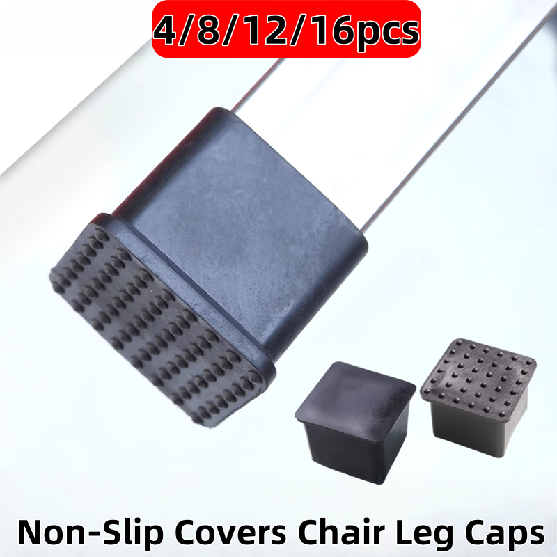 Outdoor Furniture Leg Protectors - 4-16 Stuks Antislip Stoelpootdoppen Rubberen Vierkante