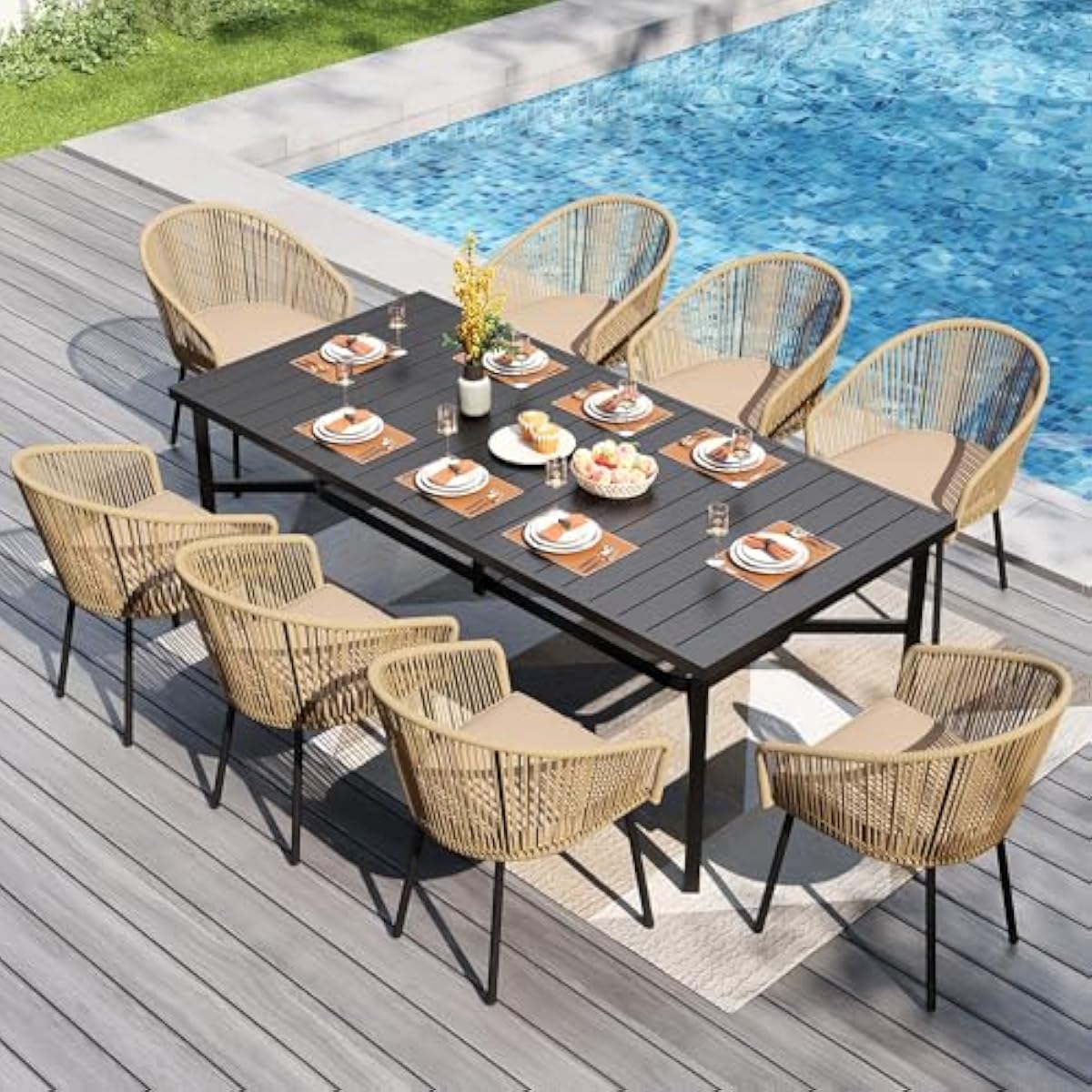 Outdoor Furniture Plus - Modern 9-delig buiten eettafelset met een