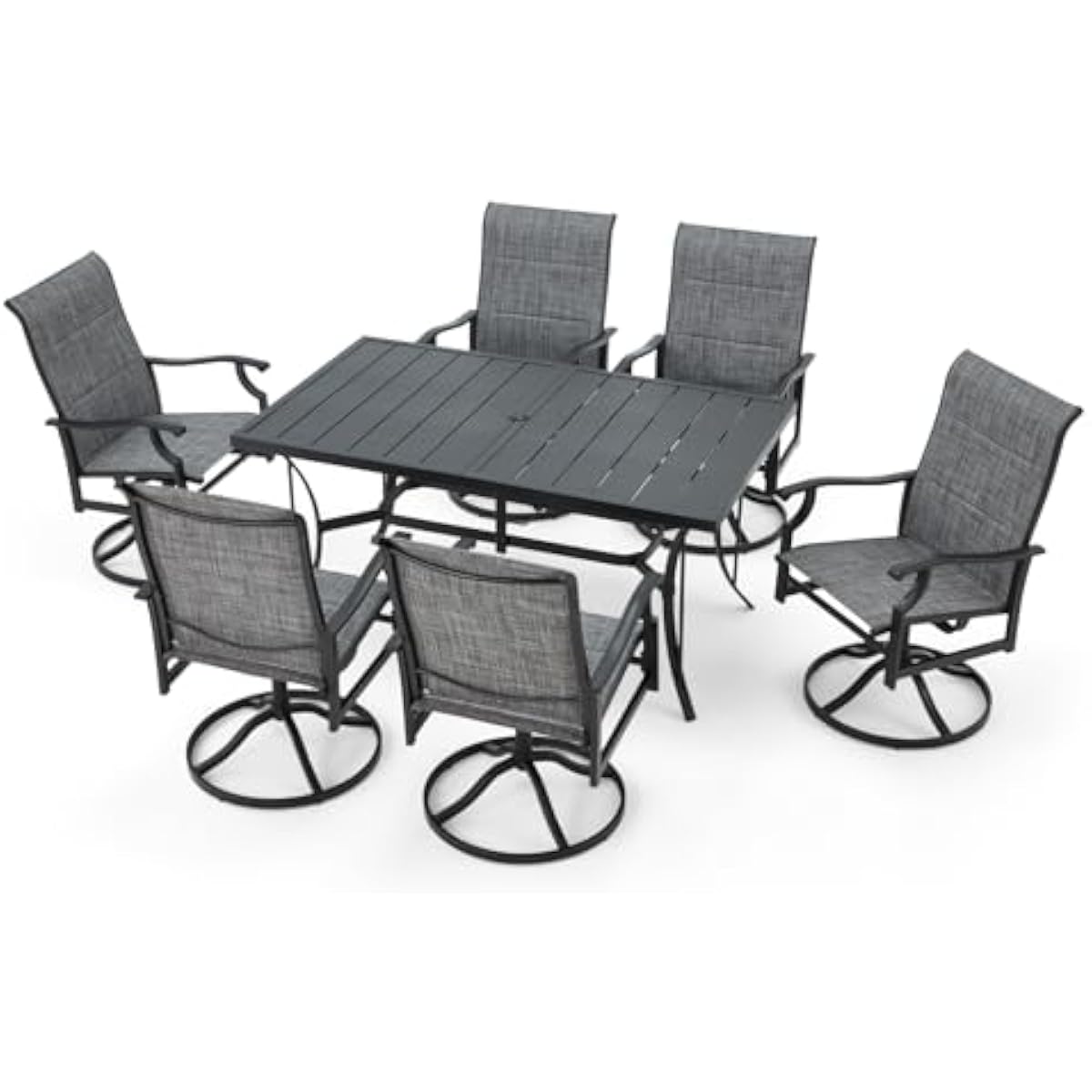 Outdoor Furniture Plus - 6-delige moderne tuinset, grijze stalen tafel