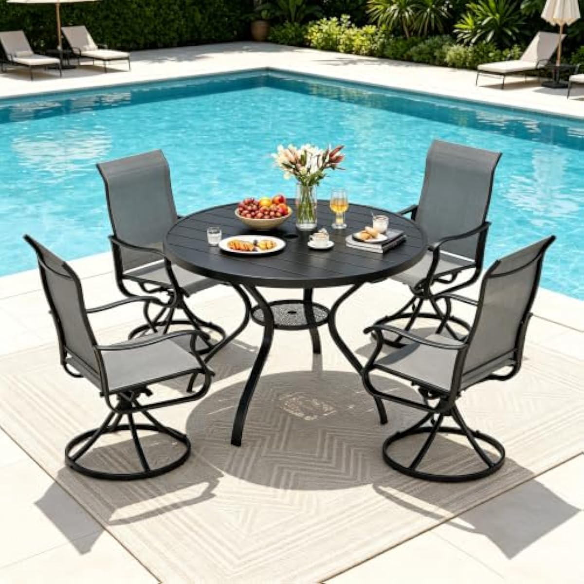 Outdoor Furniture Plus - 5-delige moderne tuinset met een ronde