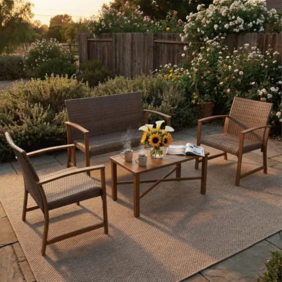 4-delige tuinset van riet voor - Outdoor Furniture Durable recensie en prijs